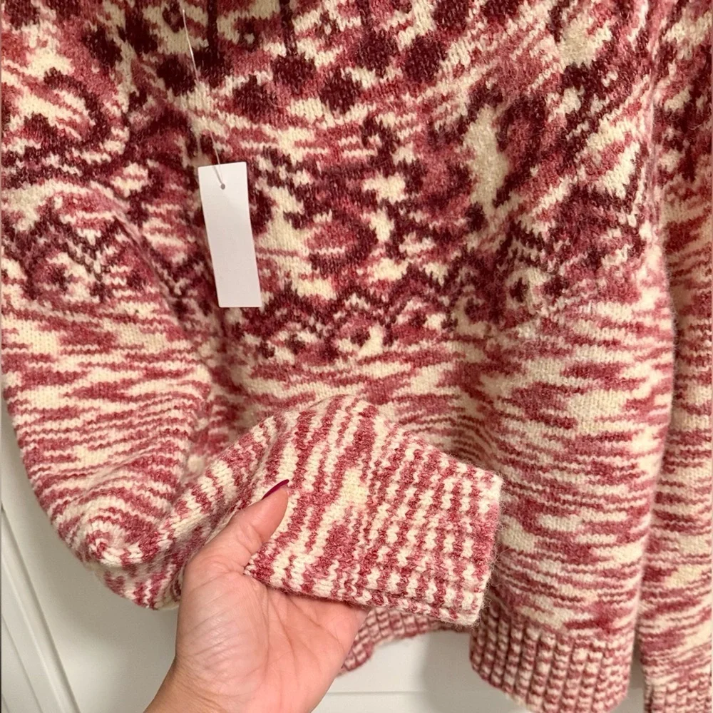 NWT LOFT Burgundy and Cream Cowl Neck Sweater​ - XS